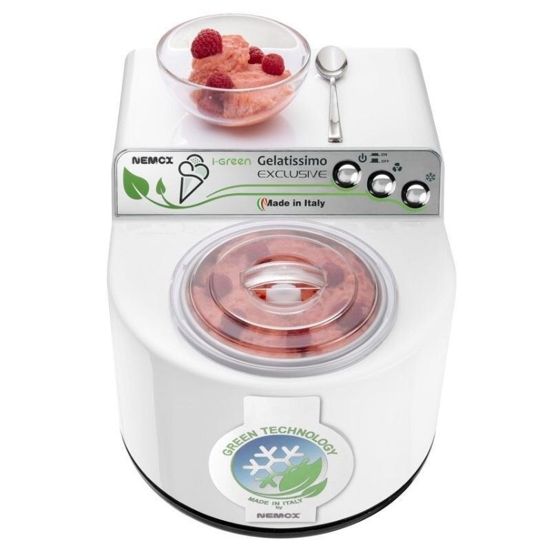 Автоматическая мороженица Nemox I-Green Gelatissimo Exclusive White. В ней можно приготовить мороженое, сорбет, граниту, йогурт и охладить напитки