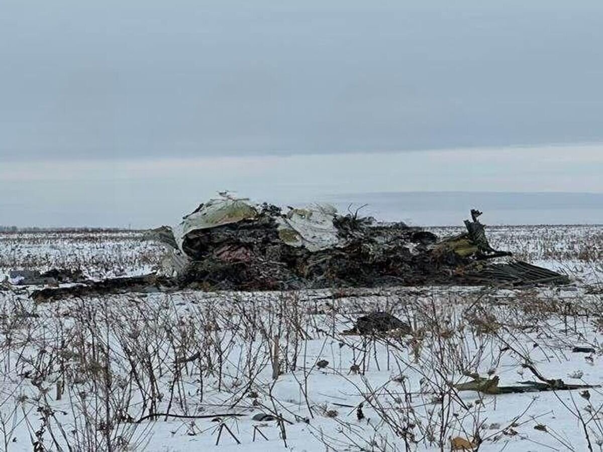    Место падения самолета Ил-76 в Белгородской области© Фото из соцсетей