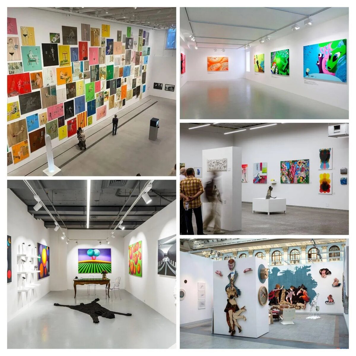 Фотографии с различных выставок современного искусства (снимки для коллажа взяты из открытых источников в интернете) 