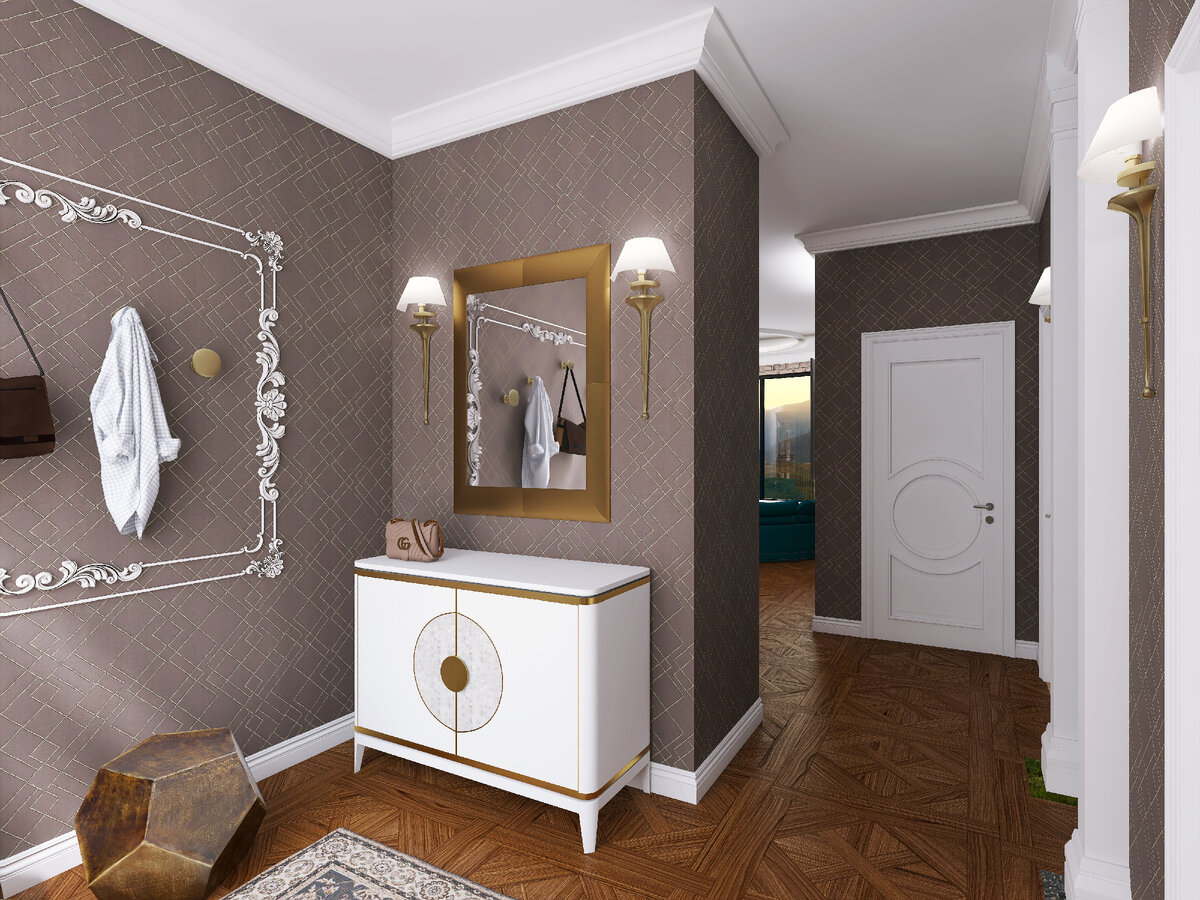 Прихожая. Вид на консоль .Дневной свет