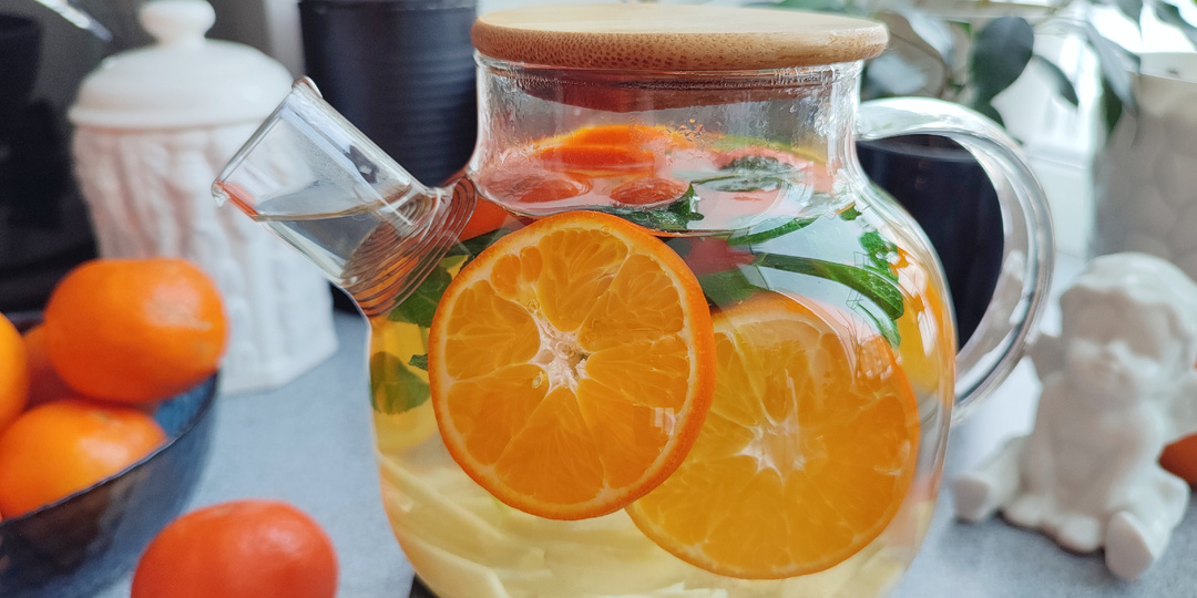 Мандариновый чай с мятой и имбирем