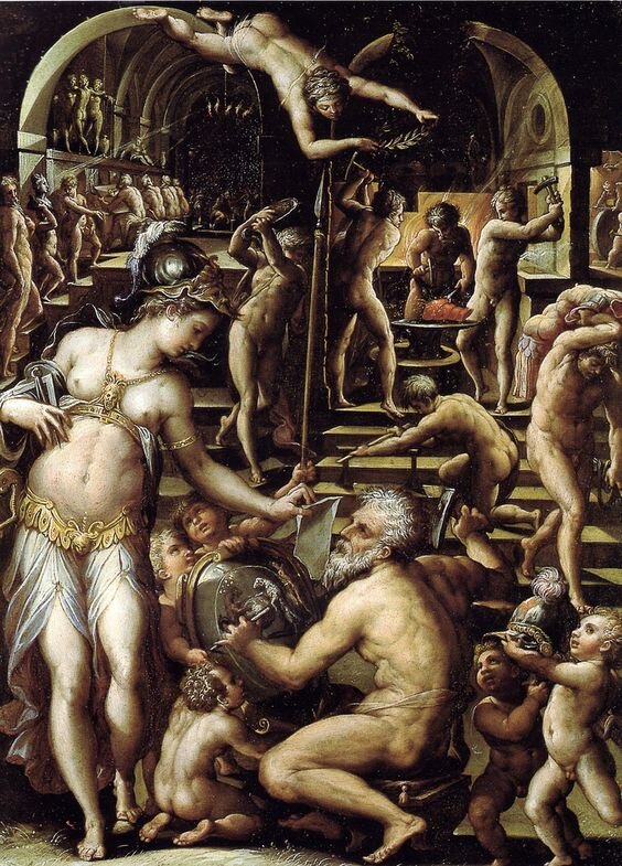 "Кузница Гефеста" Художник Джорджо Вазари, 1564 год.