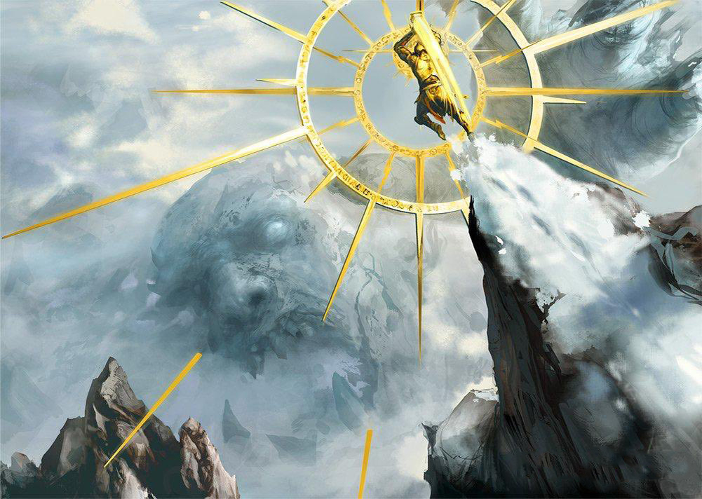 Зигмар расправляется с отцом гаргантов - Имногом.