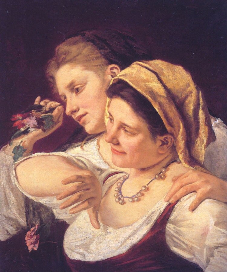 Мэри Кассат, "Две женщины, бросающие цветы", 1872 год (Фото из интернета)