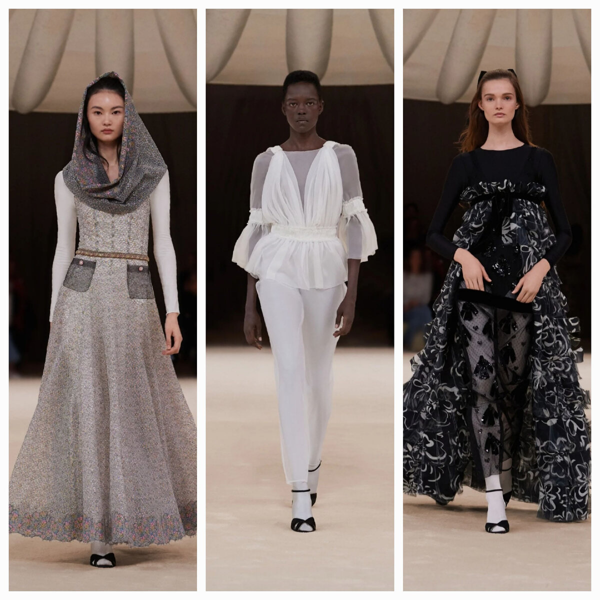 Силуэты из коллекции Chanel Haute Couture Spring-Summer 2024. Материал Chanel.