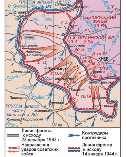 Рис.1 Житомирско-Бердичевская операция 24 декабря 1943 г. – 14 января 1944 г.