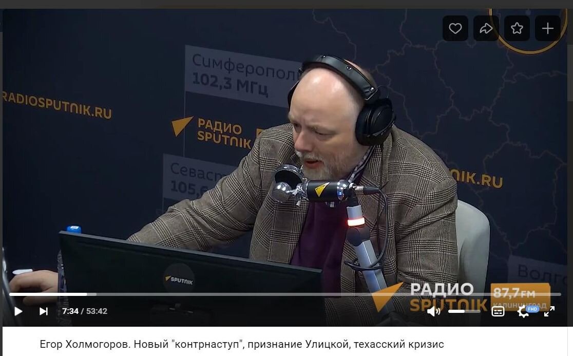    Егор Холмогоров. Скриншот: группа "Радио Sputnik" в социальной сети "ВКонтакте"