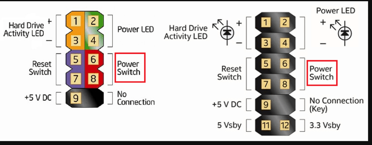 схема подключения power sw к материнской плате