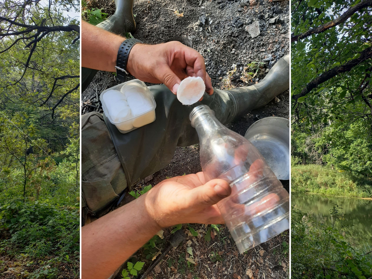 Вкладываем ватный диск в фильтр.