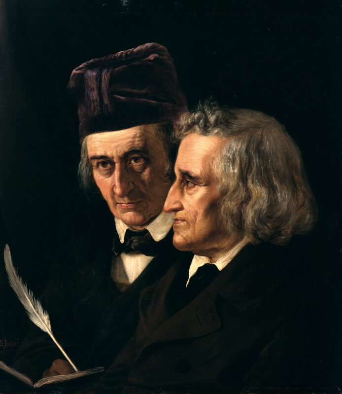 Братья Вильгельм (справа) и Якоб (слева) Гримм, портрет 1855 года работы Элизабет Йерихау.