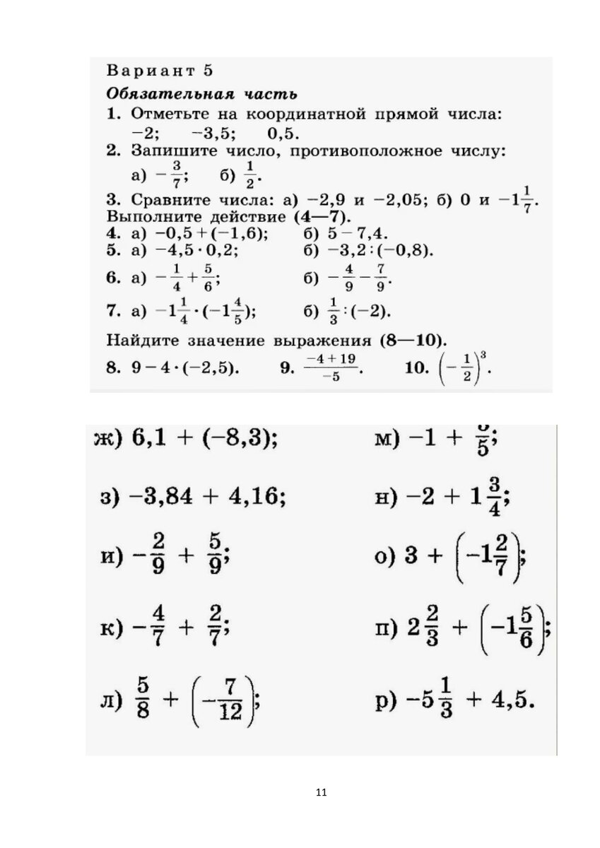 Сложение и вычитание рациональных чисел. Математика 6 класс. Примеры для  тренировки. | Школьные годы с родителями | Дзен