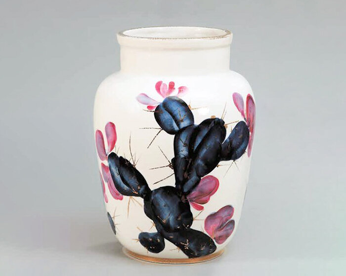 Ваза «Кактус». 1966 год, ЛФЗ. Автор росписи Любовь Карловна Блак