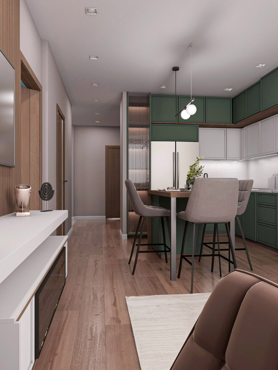 интерьер кухни-гостиной в скандинавском стиле