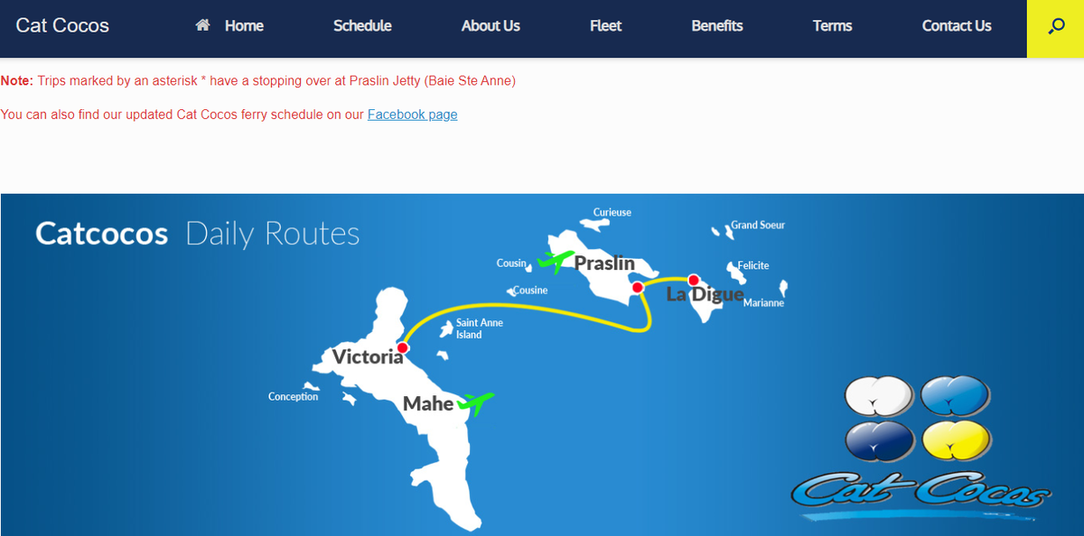 Ежедневные маршруты паромов Cat Cocos. Источник: catcocos.com/schedule 