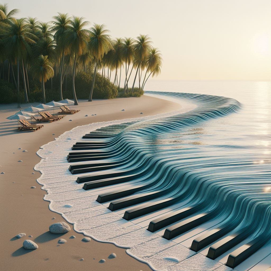 Милый романтический пляж в понимании искусственного интеллекта 