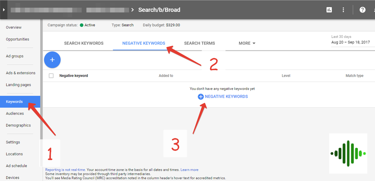 Добавляем минус-слова в Гугл Адс 