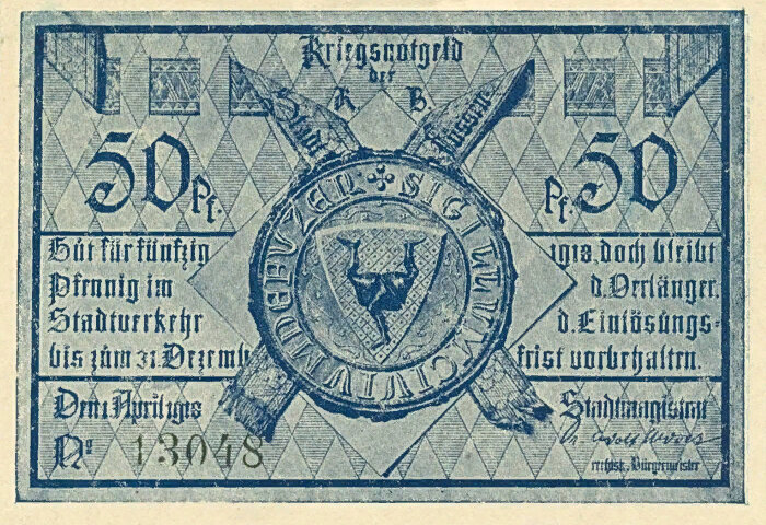 Нотгельд Фюссена, 50 пфеннигов 1918 года (аверс)