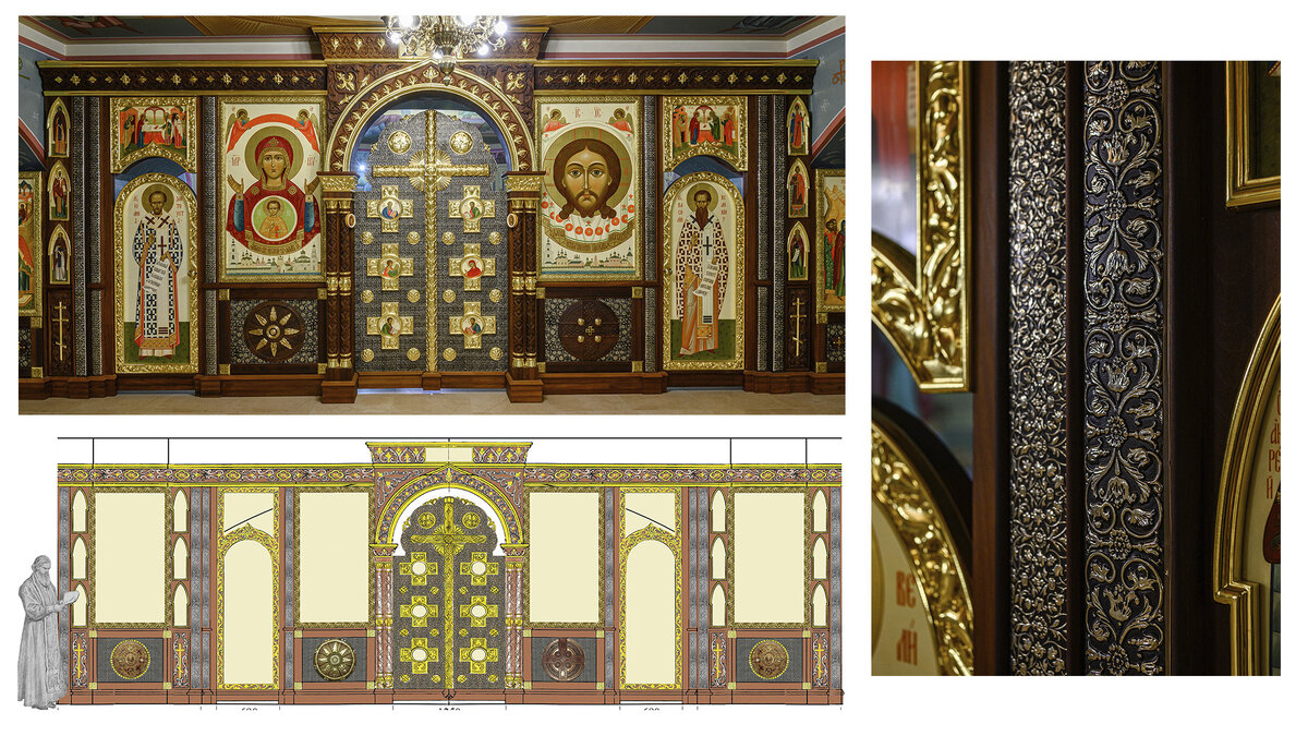 Иконостас придела Пресвятой Богородицы Храма Святой Живоначальной Троицы в Астрахани. Работа мастерской "Палехский Иконостас"