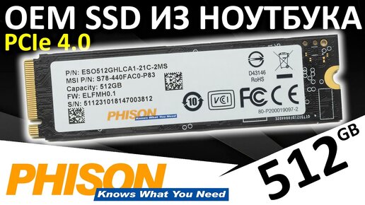 OEM SSD из ноутбука - PCIe 4.0 SSD Phison 512GB (ESO512GHLCA1-21C-2MS)