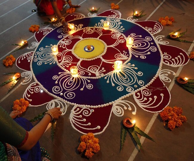 Ранголи - один из главных элементов праздника Дивали. Фото: English Jagran