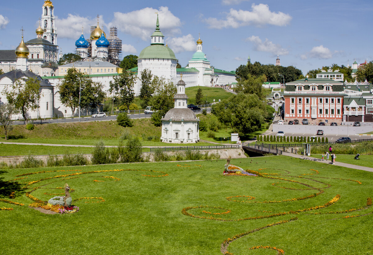 Панорамный виду зеленого "луга". Птички на лугу - птица Феникс?