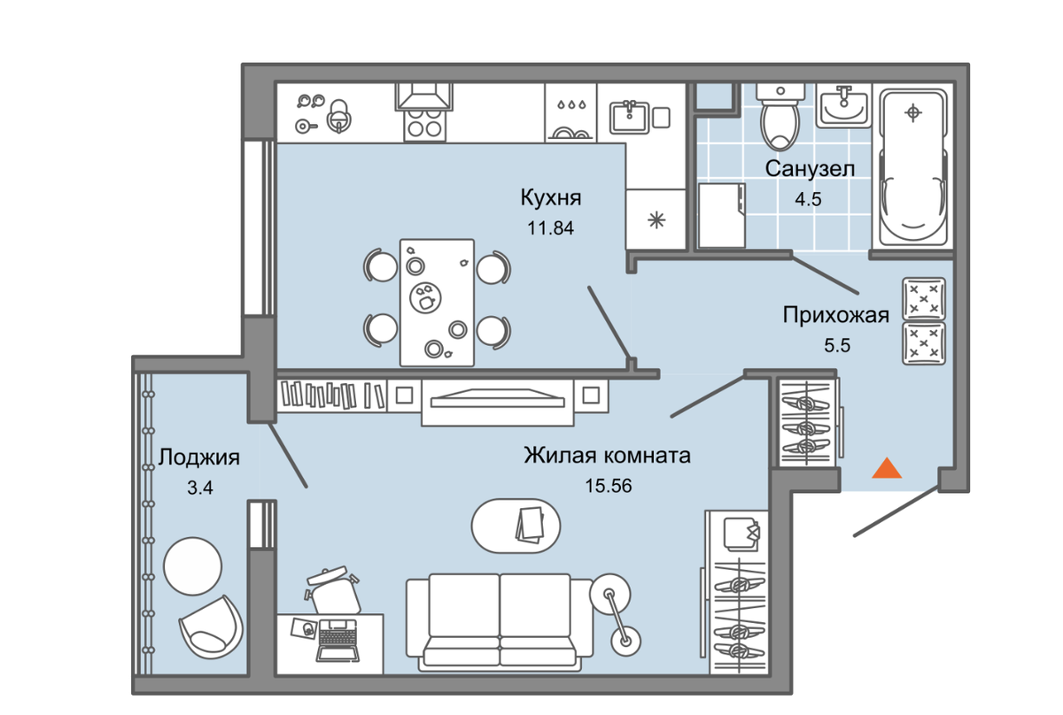 Многие привыкли к стандартным однокомнатным квартирам, где есть отдельная кухня и гостиная зона. Это "золотой стандарт со времен СССР". На картинке практический стандартная однушка 36 кв.м.