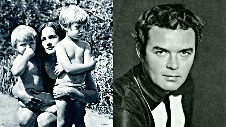 Маленькие Миша и Володя Епифанцевы с мамой. С права актер Георгий Епифанцев