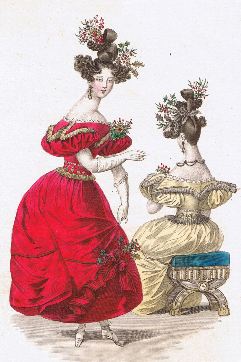 Бальные наряды, около 1834 года.