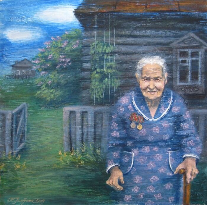 Тут мама сидит. Старушка в деревне в живописи. Старушка картина. Бабушка живопись. Деревенская бабушка.