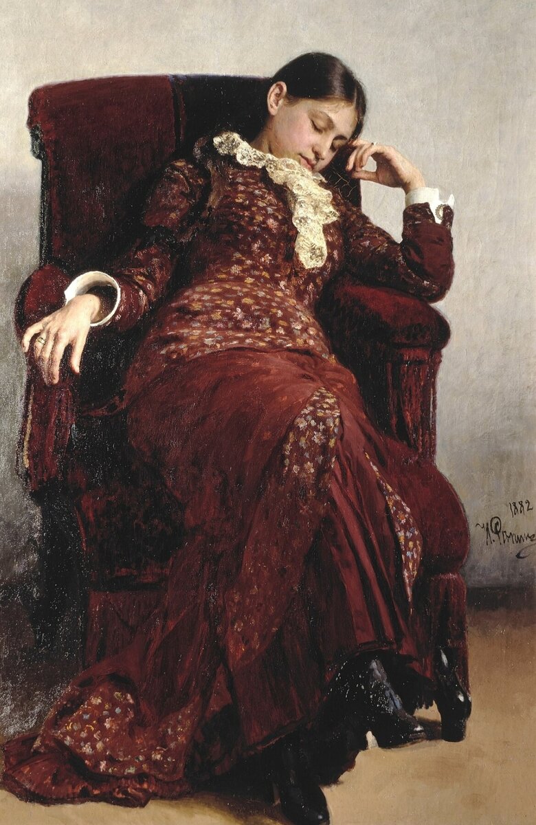 Отдых. Портрет В. А. Репиной, жены художника. 1882. Государственная Третьяковская галерея