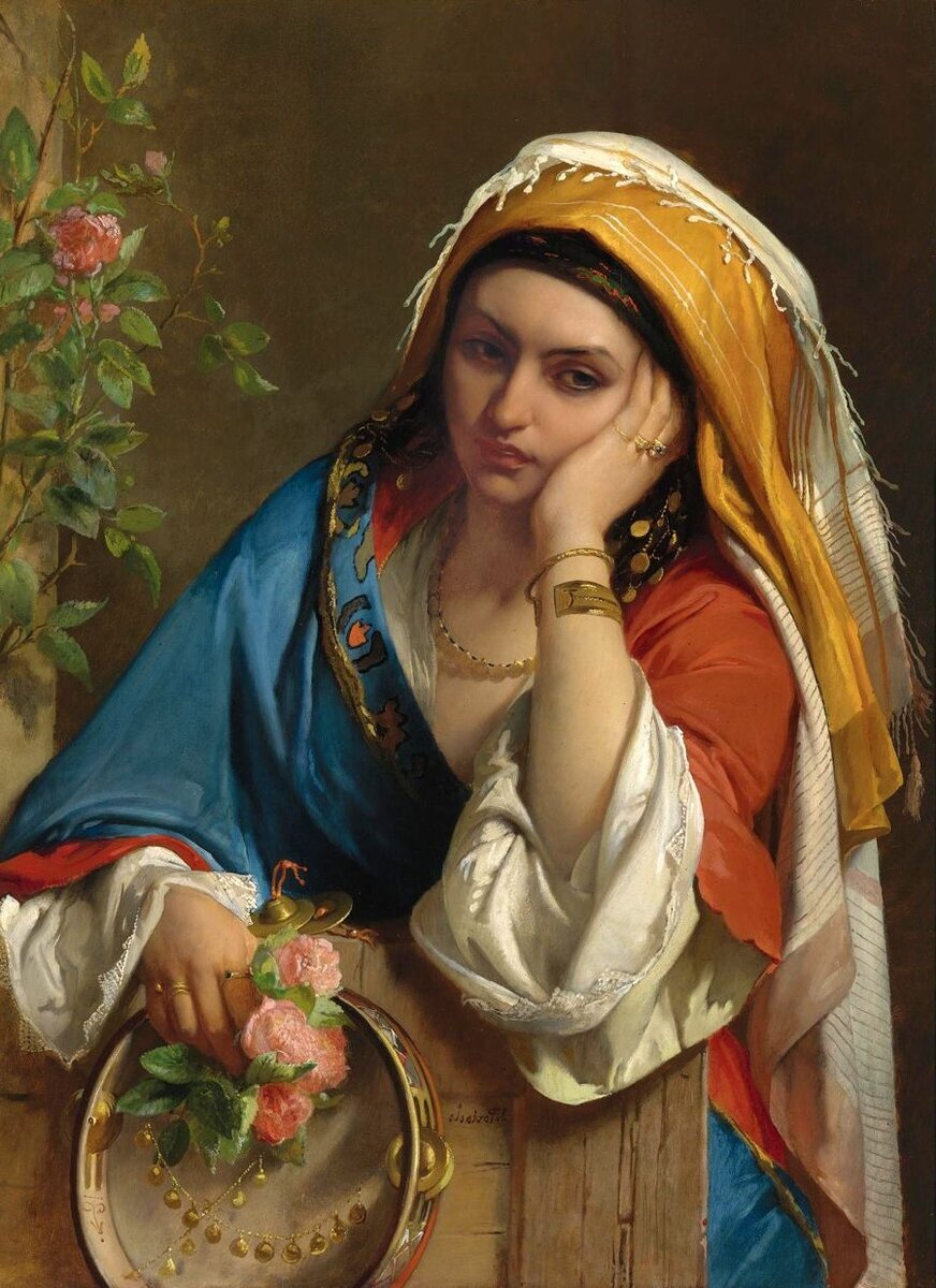  Художник Жан-Франсуа Порталс "Девушка с тамбурином"