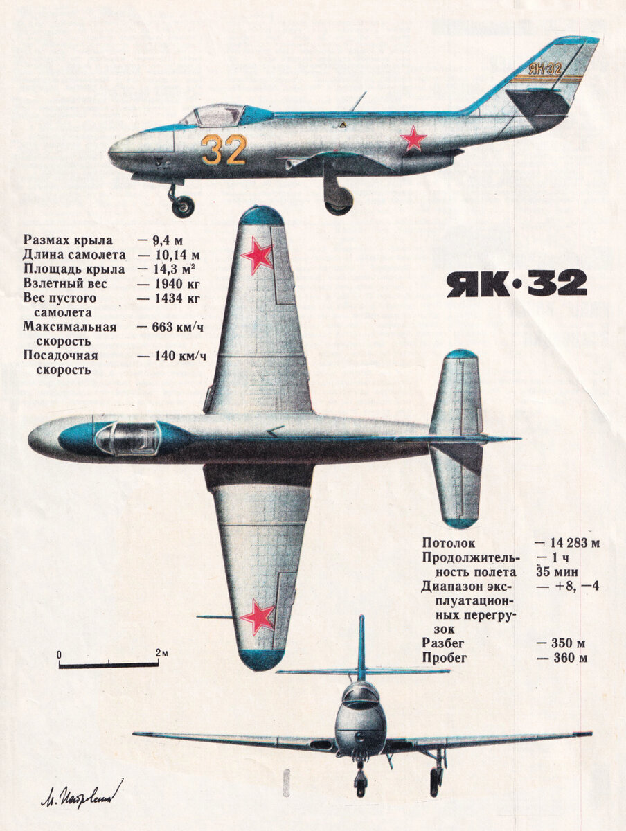 Самолет Як-32. Рисунок © М. Петровский