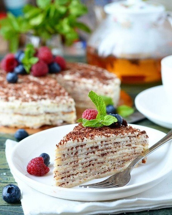 Блинный торт с творожным кремом – простой и вкусный рецепт, как приготовить пошагово