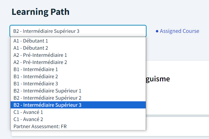 Уровни французского языка на той образовательной платформе, где я занимаюсь