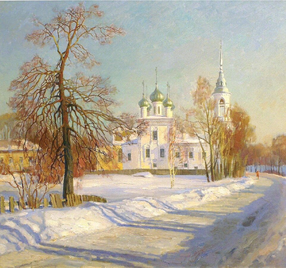 Зимний день. Храм Сретенья Господня  . Художник Олег БОРОЗДИН.
