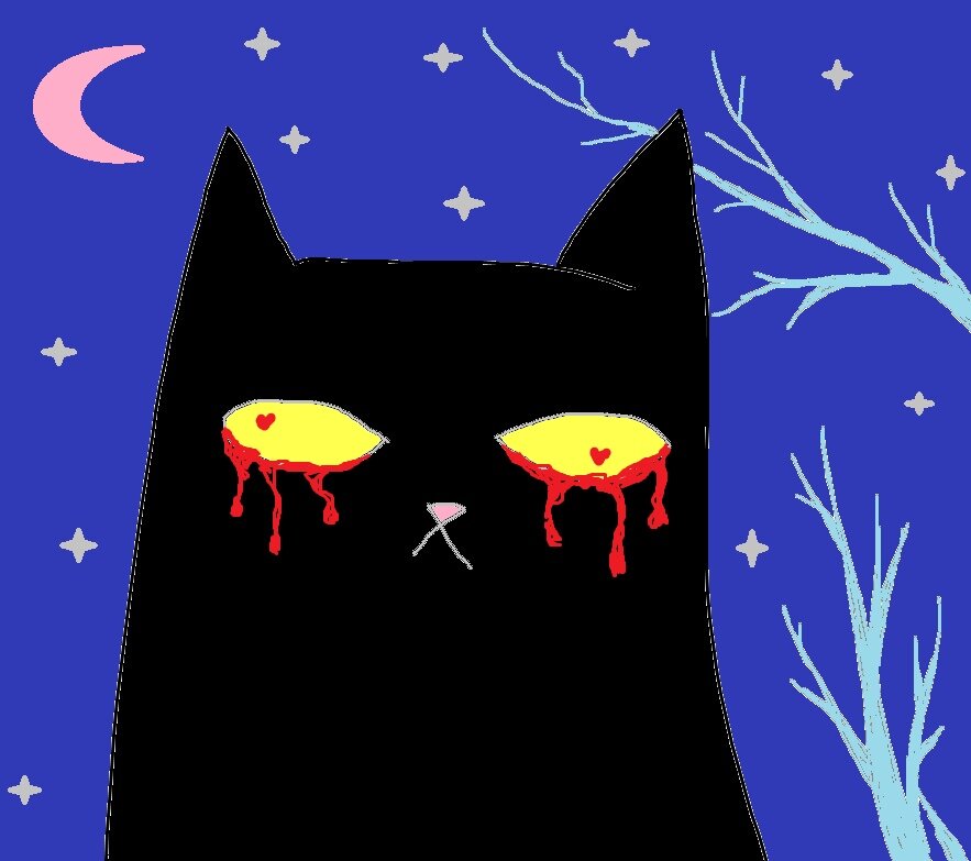 Картина Маринетт Мортем:  Портрет черной кошки: Тайна ночи