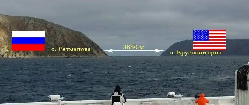 Именно между этими острова и проходит государственная граница России и США