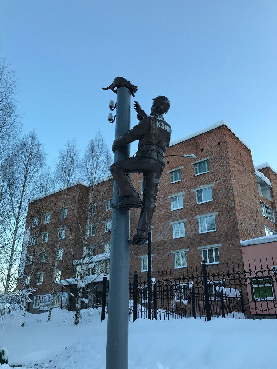 Скульптура  Кошка на столбе! Улица Ноградская.