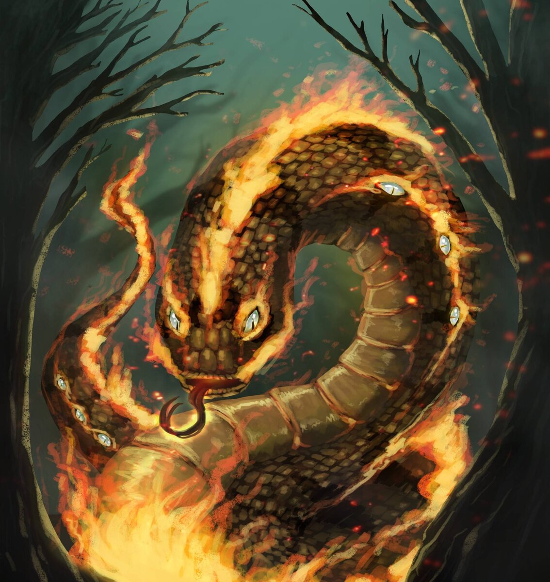 Легенда о полозе. Вуивр (Вуивра). Шенлу змея демон. Великий полоз. Огненный змей Славянская мифология.