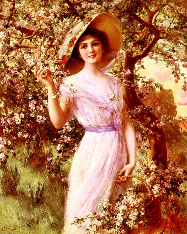 Emile Vernon, "Fleurs De Cerise", 1916 | https://www.artrenewal.org/artworks/emile-vernon/fleurs-de-cerise/7614