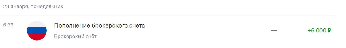 Пополнение портфеля. Скрин автора.