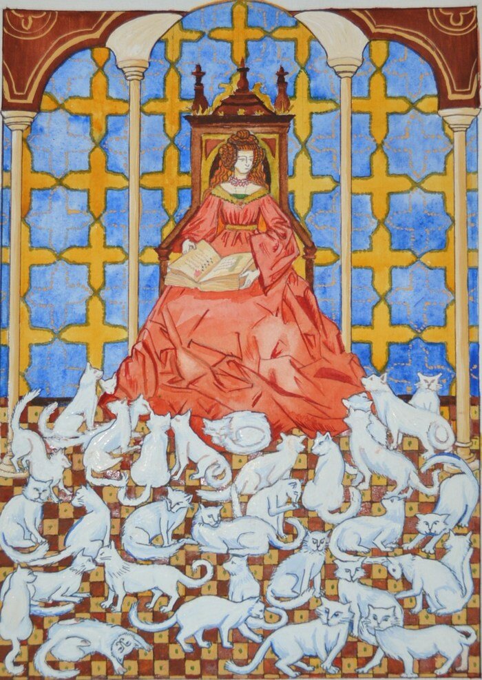 Святая покровительница кошек. Икона Святой Гертруды.
