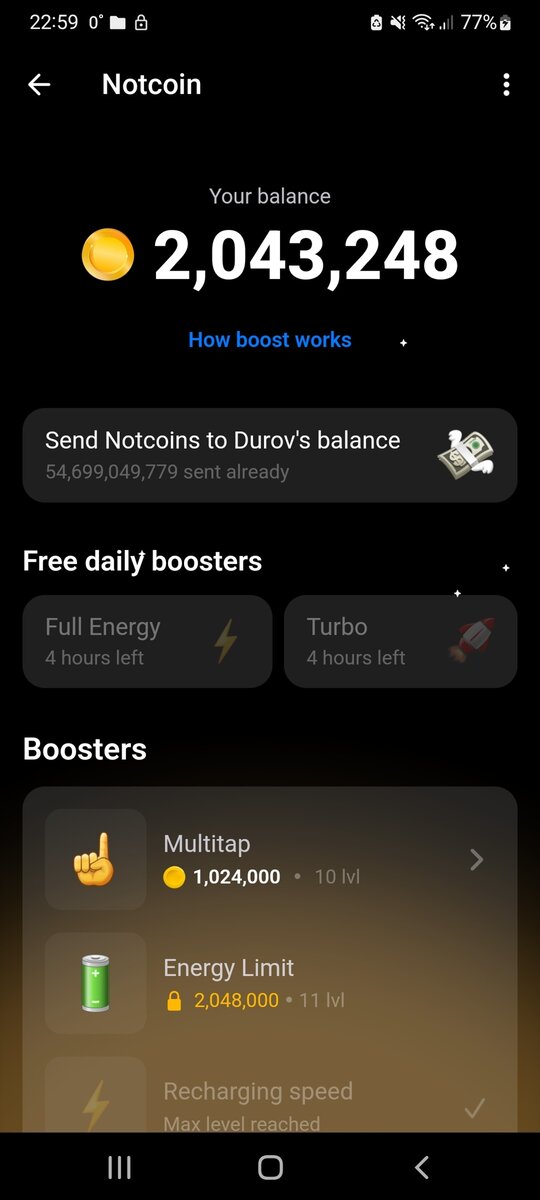 Send notcoins to Durov's balance