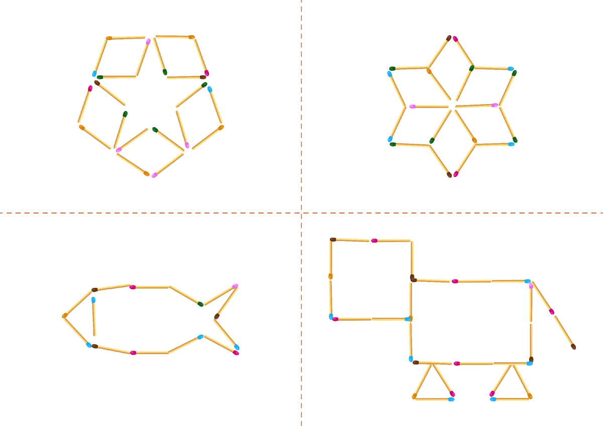 Развивашка из советского детства: фигуры из спичек - 5 советов и шаблоны |  Развивашки по-домашнему | Дзен