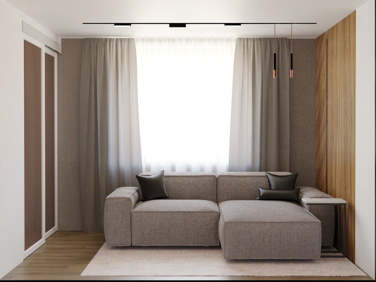 Комната с трековым освещением.