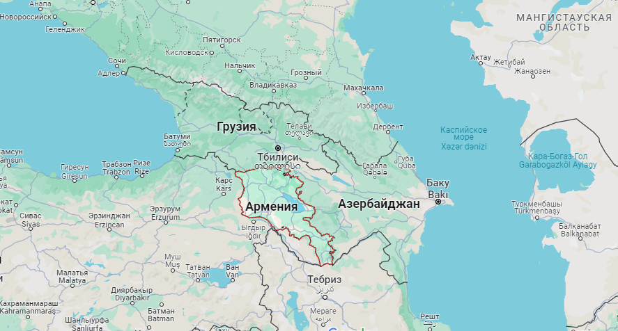 Армения на карте