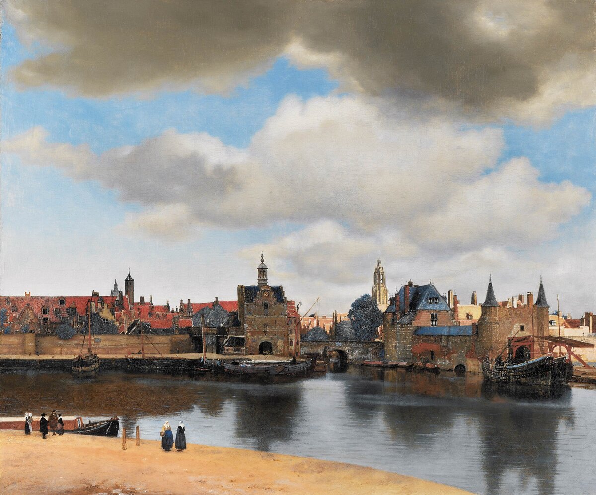 «Вид Делфта» Яна Вермеера (ок. 1660-1661 гг.) / Источник: Wikimedia Commons (Mauritshuis, Public domain) https://commons.wikimedia.org/wiki/File:Vermeer-view-of-delft.jpg