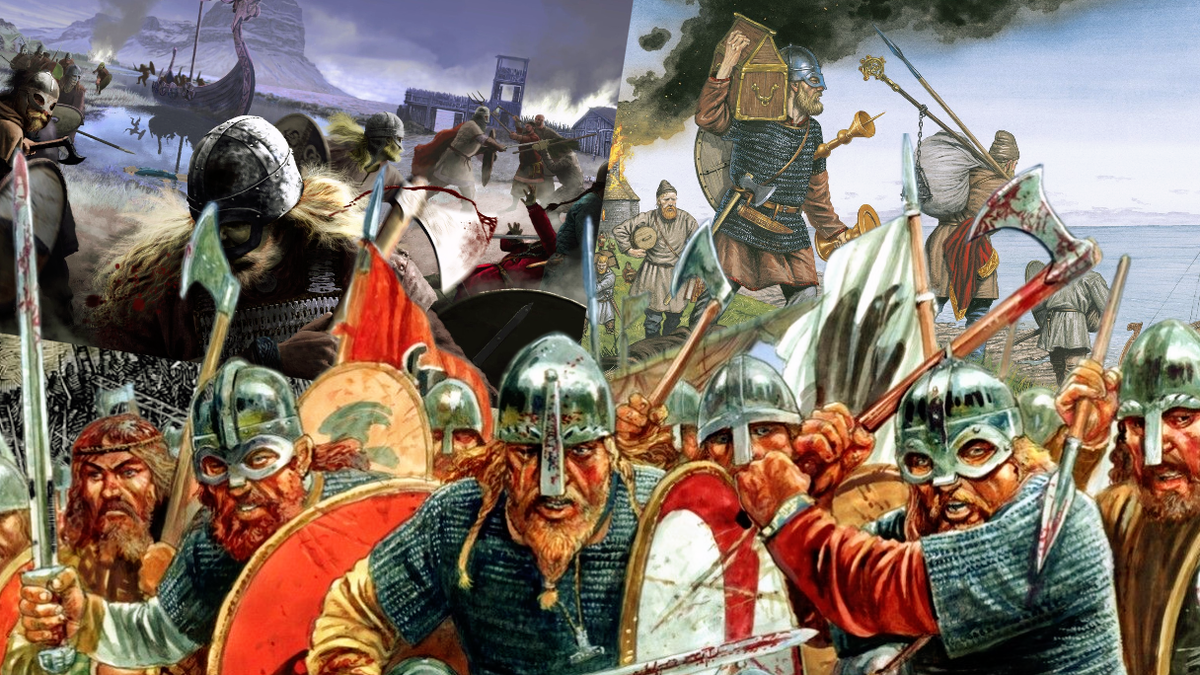 Викинги нападают на Линдисфарн.