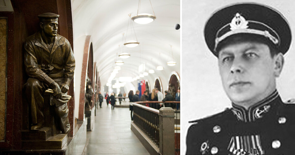 О. Рудаков и его прототип на станции метро "Матрос в бескозырке "Марат"