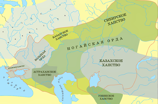 Распад Орды по состоянию на начало XVI века. Из открытых источников